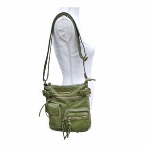 MIA K COLLECTION Green Vegan Faux Leather Cross Body Satchel Bag Festival Purse